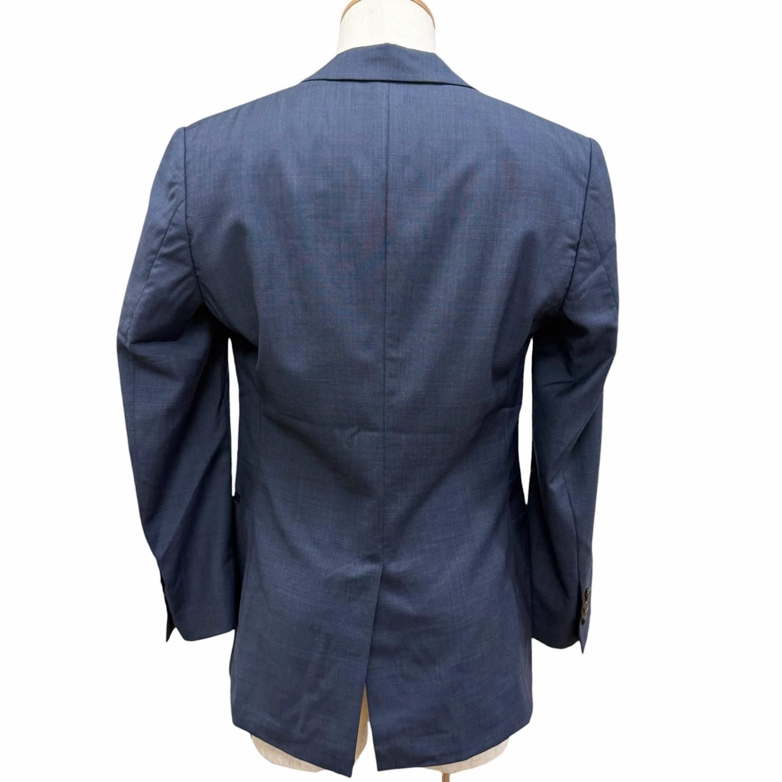 Hermes Super Wool Single Tailored Jacket Leather Blue 44 Recommended — view 4