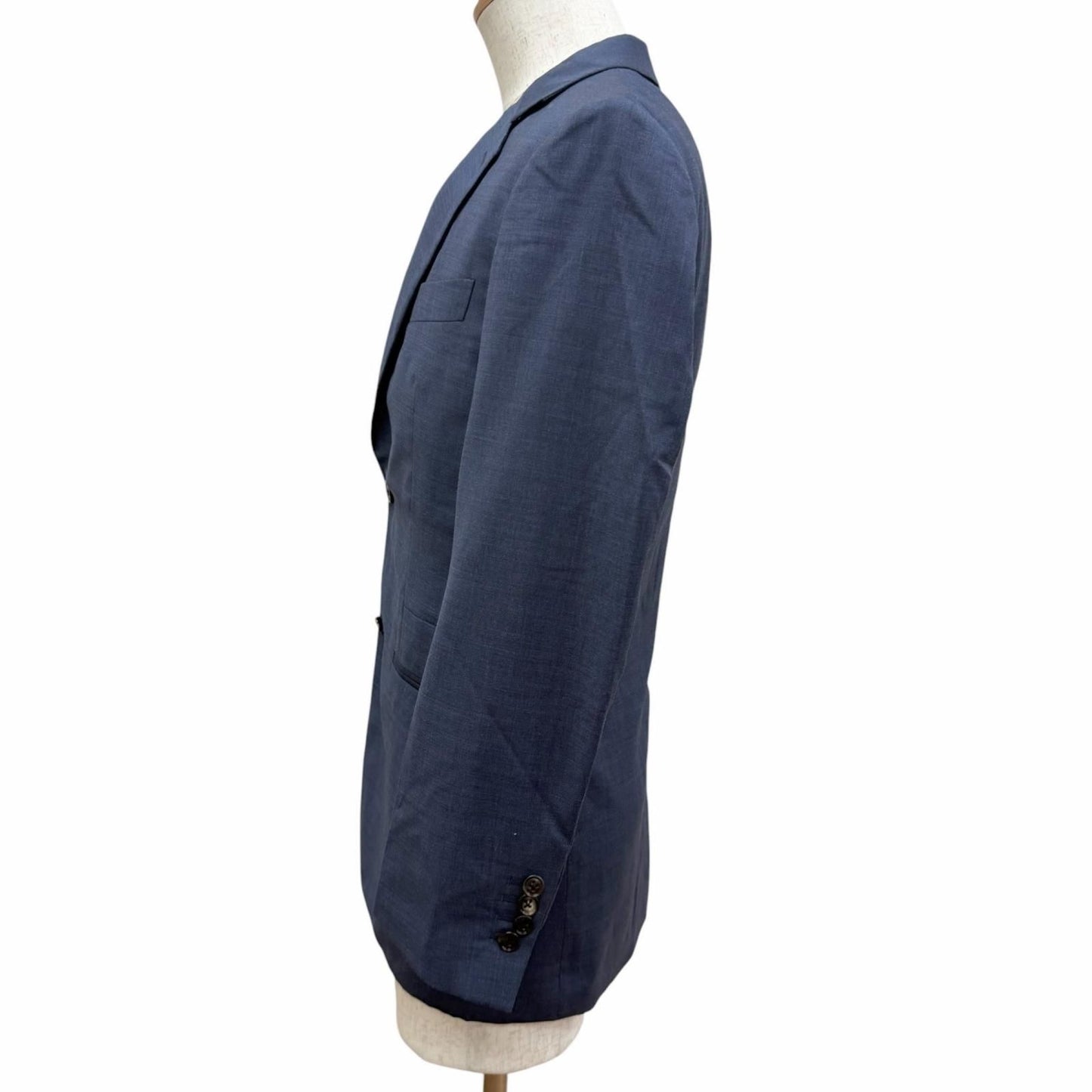 Hermes Super Wool Single Tailored Jacket Leather Blue 44 Recommended — view 3