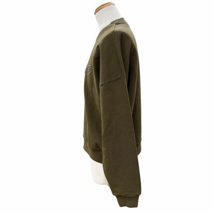 Louis Vuitton Logo Studded Embroidery Cotton Signature Pullover Sweatshirt Khaki — view 3