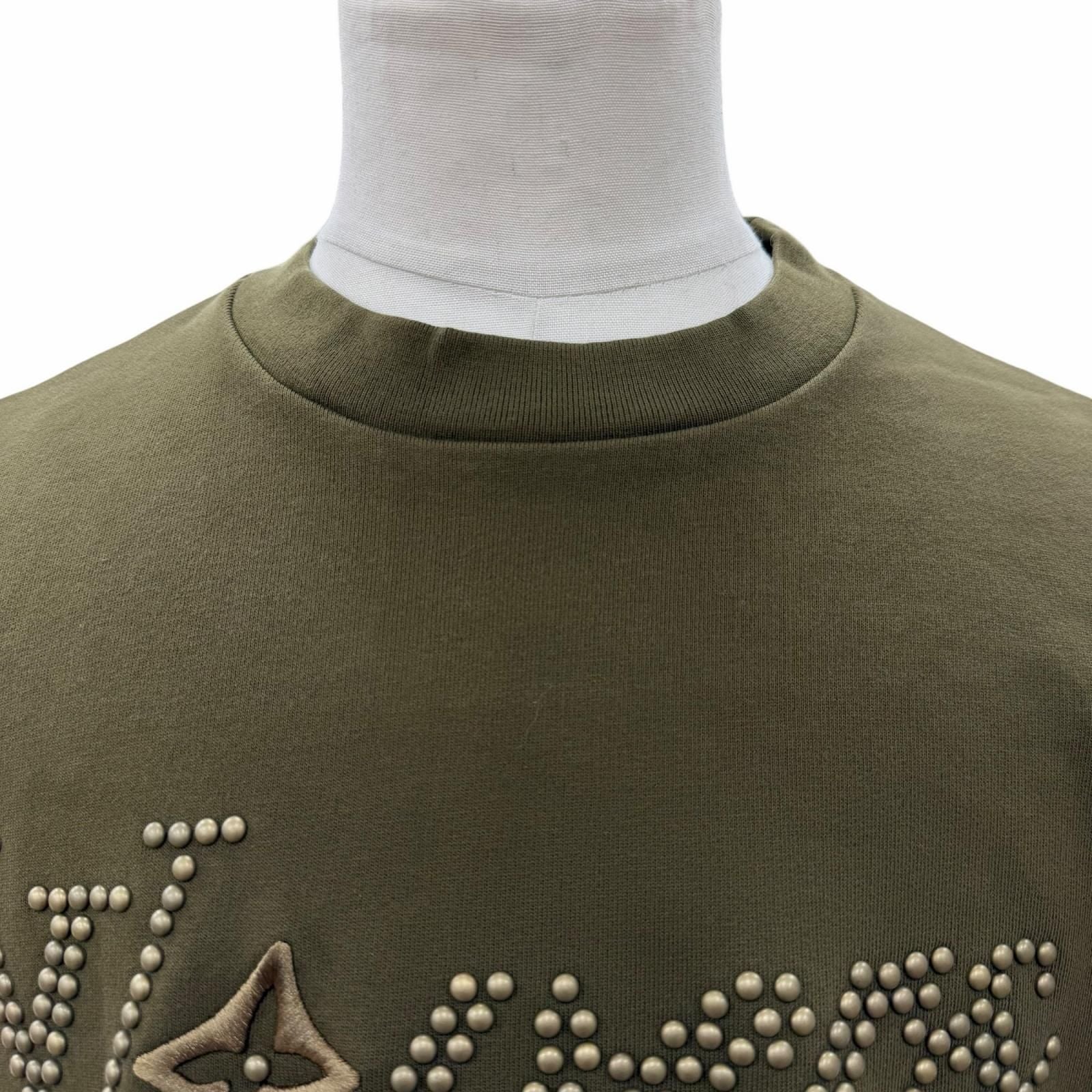 Louis Vuitton Logo Studded Embroidery Cotton Signature Pullover Sweatshirt Khaki — view 2