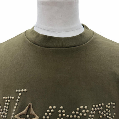 Louis Vuitton Logo Studded Embroidery Cotton Signature Pullover Sweatshirt Khaki — view 2