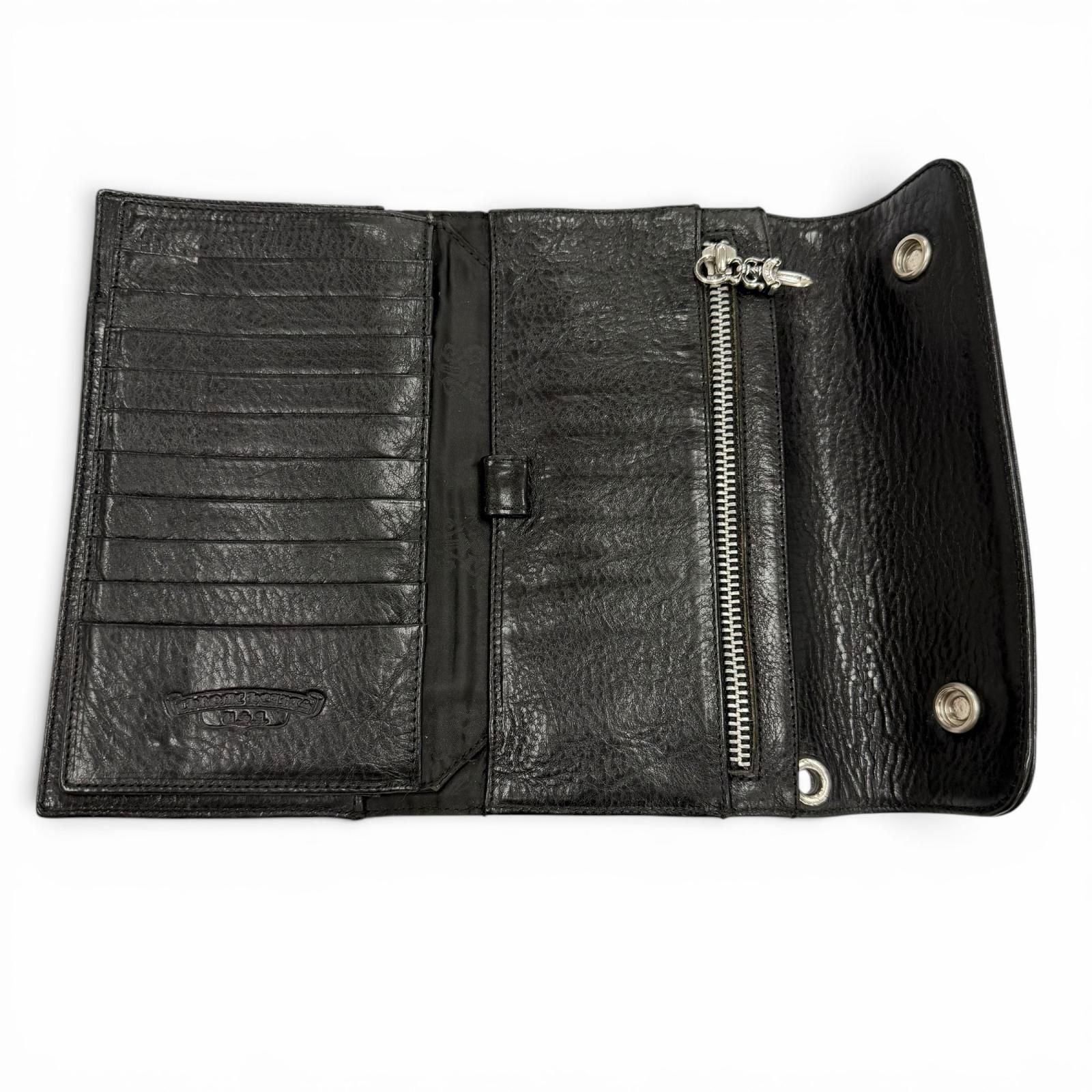 Chrome Hearts Wave BS Fluer Leather BS Flare Button Dagger Zip Wallet Bifold — view 4