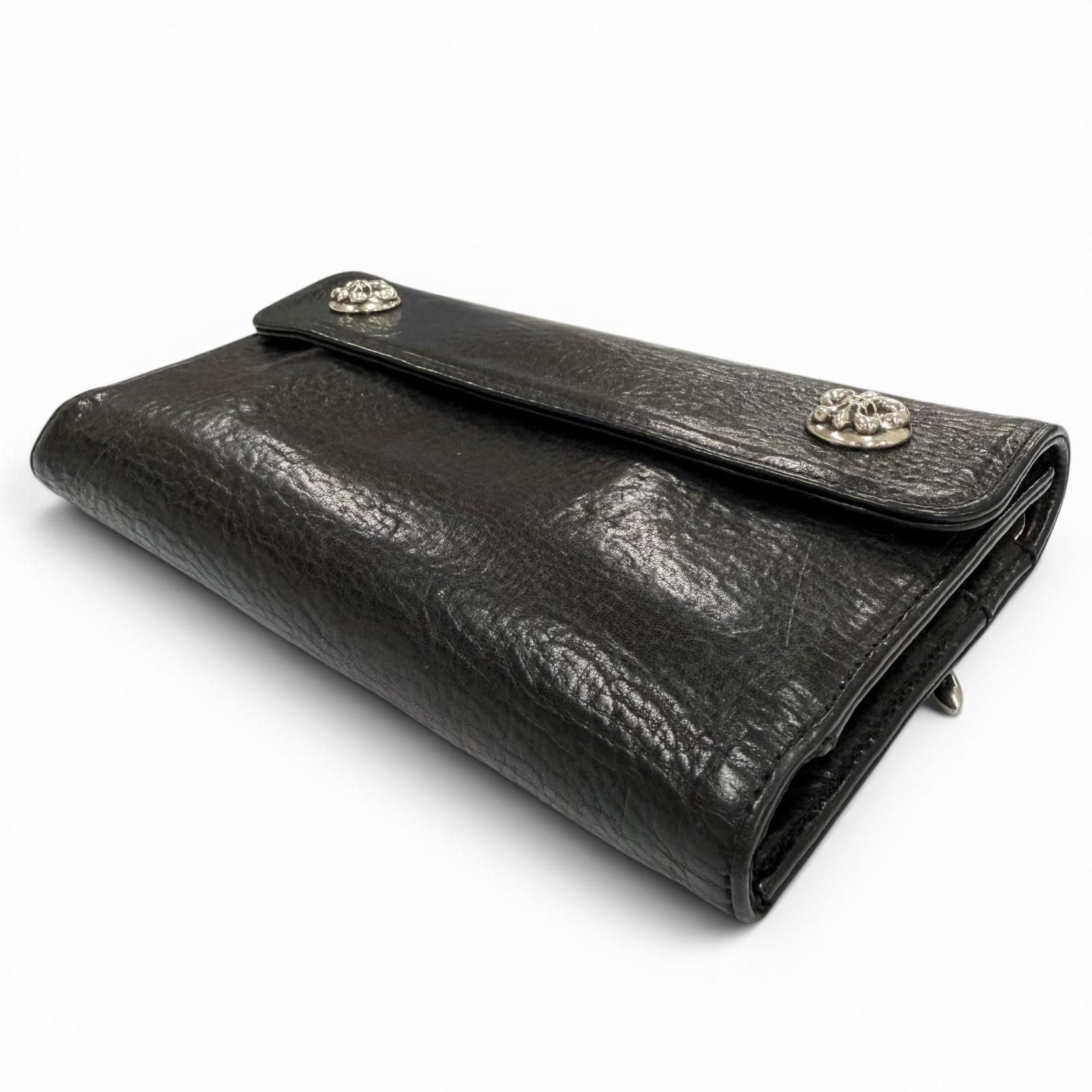 Chrome Hearts Wave BS Fluer Leather BS Flare Button Dagger Zip Wallet Bifold — view 3