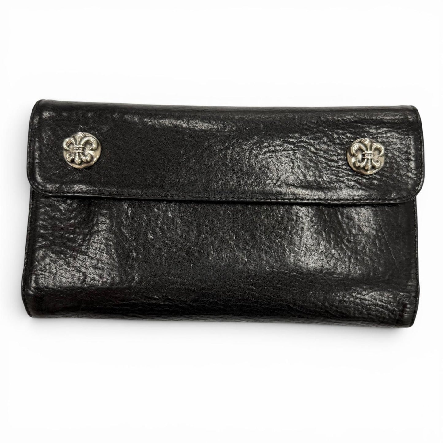 Chrome Hearts Wave BS Fluer Leather BS Flare Button Dagger Zip Wallet Bifold