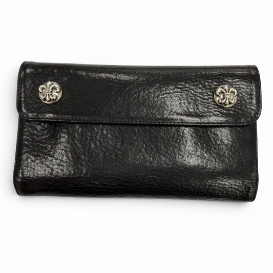 Chrome Hearts Wave BS Fluer Leather BS Flare Button Dagger Zip Wallet Bifold
