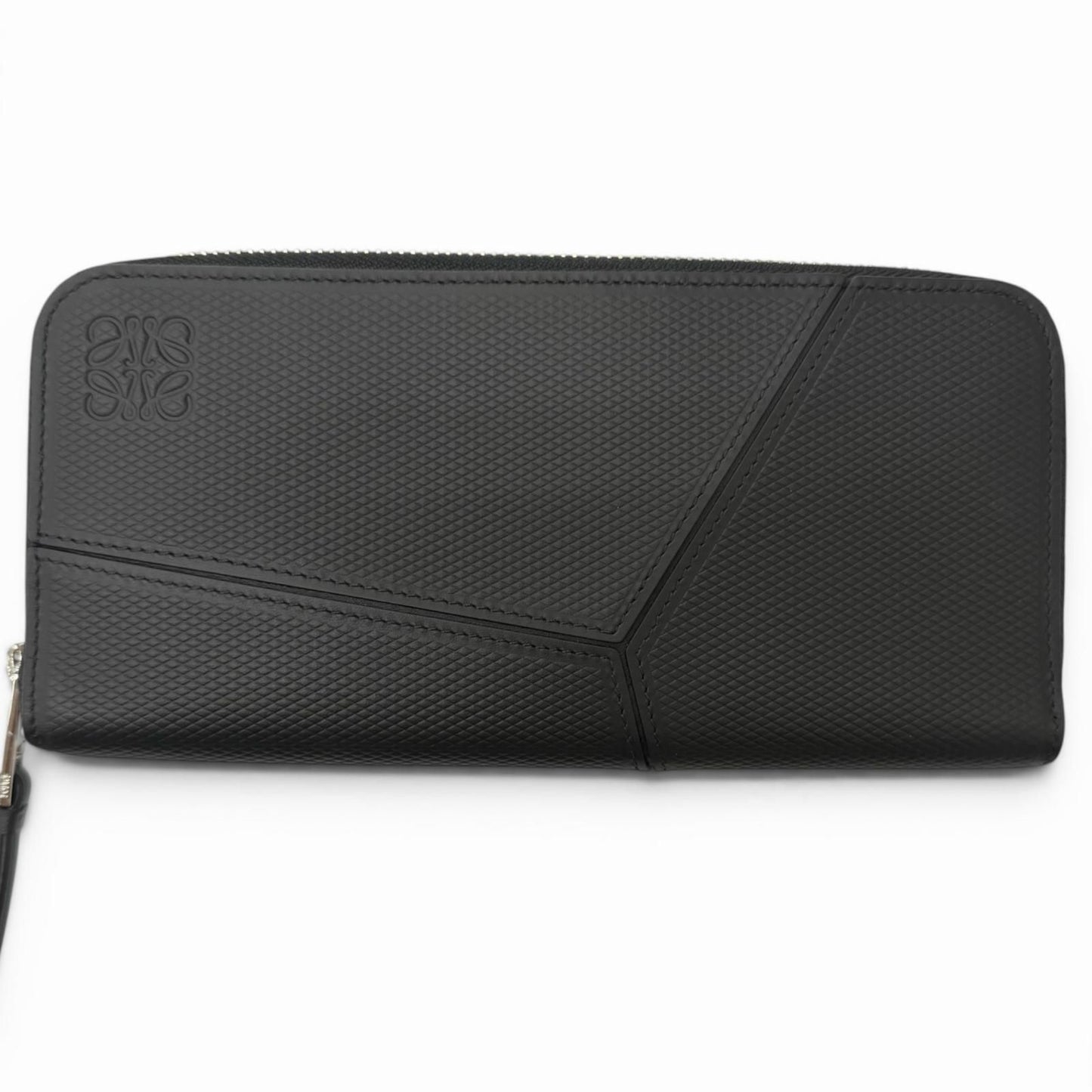 Loewe Puzzle Edge Zipped Wallet Leather Anagram Round Zip Black