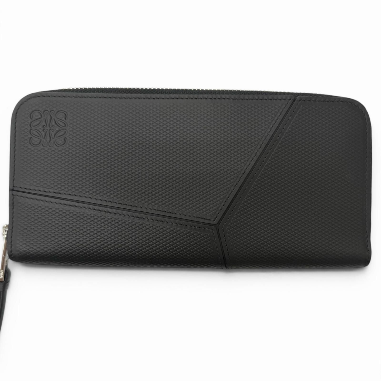Loewe Puzzle Edge Zipped Wallet Leather Anagram Round Zip Black