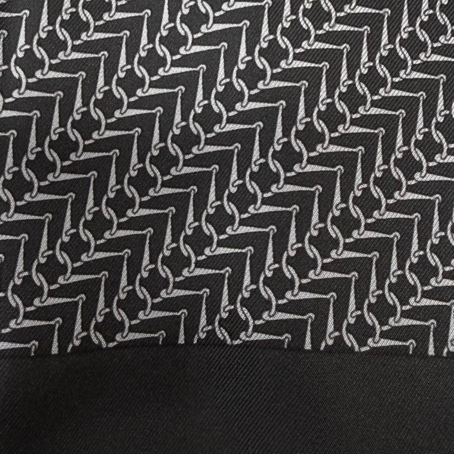 Hermes Silk Angora All Over Pattern Fringe Shawl Scarf Black Gray Recommended — view 6