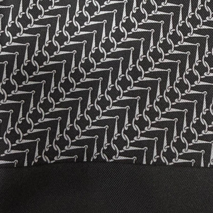 Hermes Silk Angora All Over Pattern Fringe Shawl Scarf Black Gray Recommended — view 6
