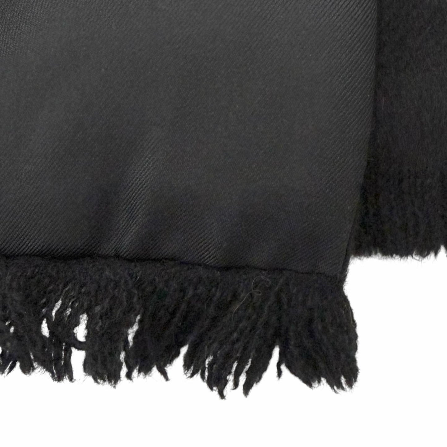 Hermes Silk Angora All Over Pattern Fringe Shawl Scarf Black Gray Recommended — view 5