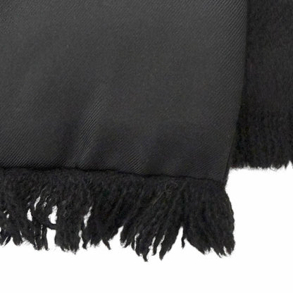 Hermes Silk Angora All Over Pattern Fringe Shawl Scarf Black Gray Recommended — view 5