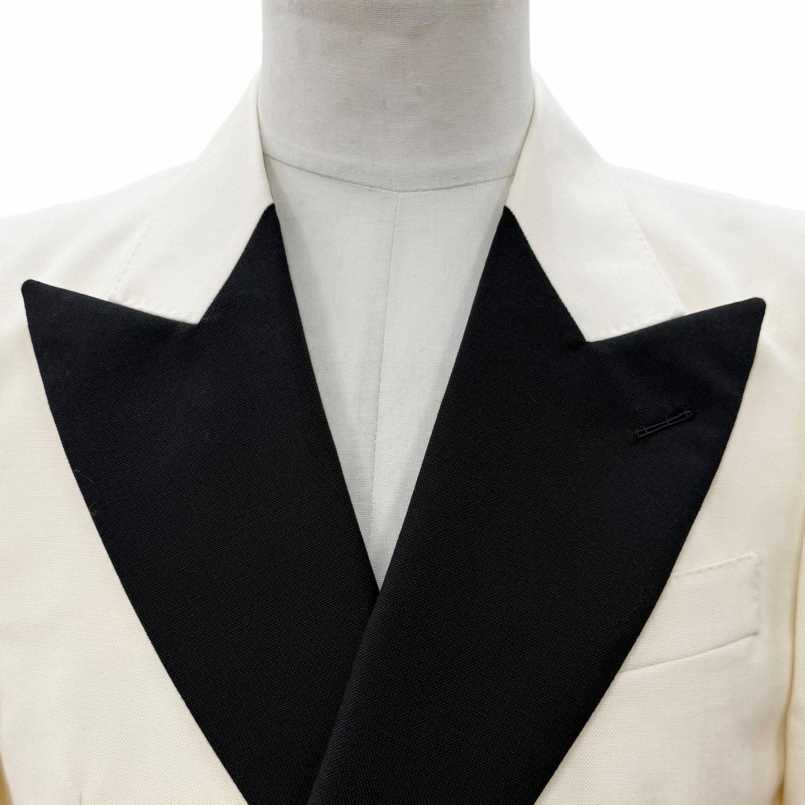 Gucci Mohair Bicolor Double Breasted jacket Ivory Black 46 Hanga — view 2