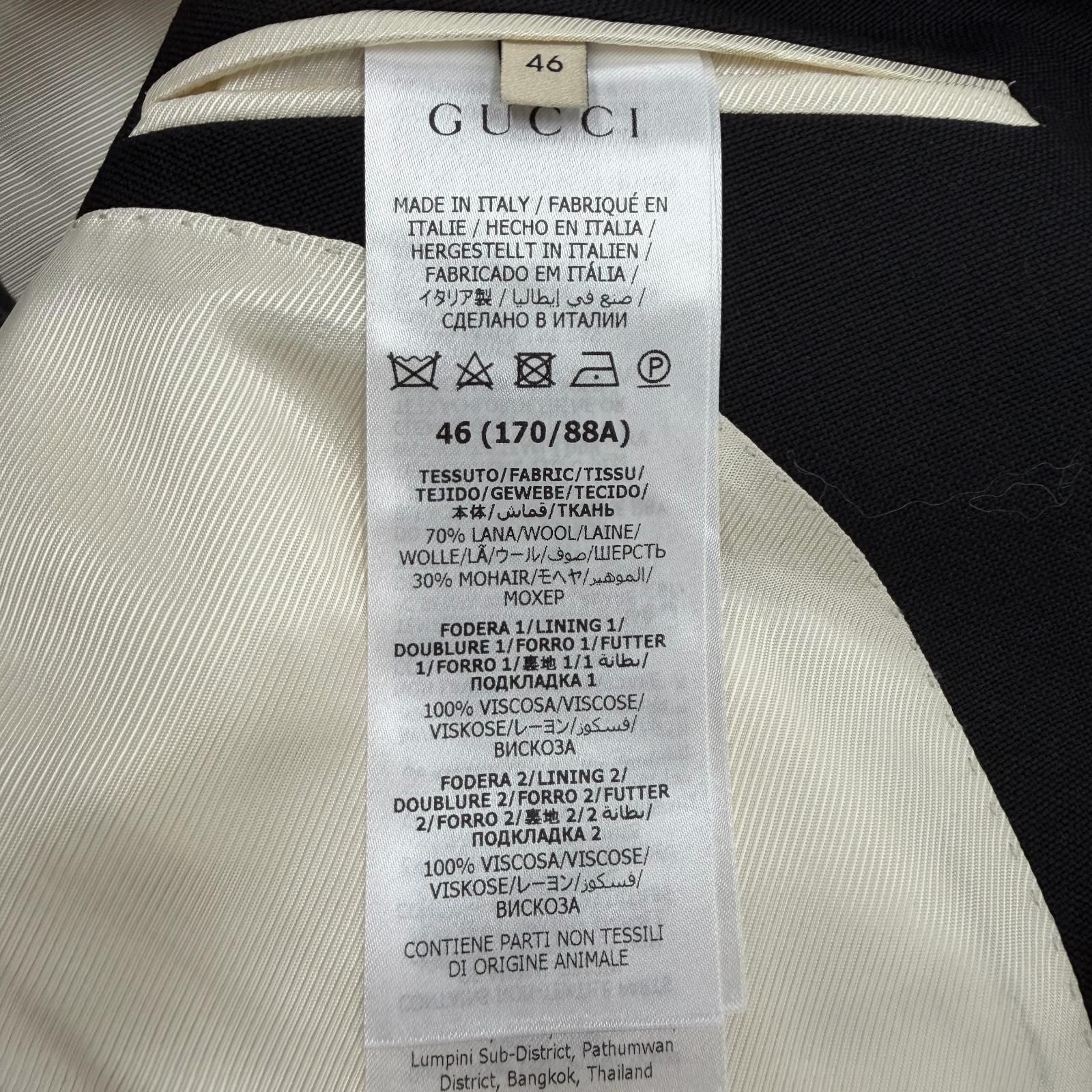 Gucci Mohair Bicolor Double Breasted jacket Ivory Black 46 Hanga — view 8