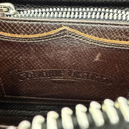 Chrome Hearts Rec Zip Leather Filigree Plus Daga Zip Wallet Dark Brown Silver — view 9