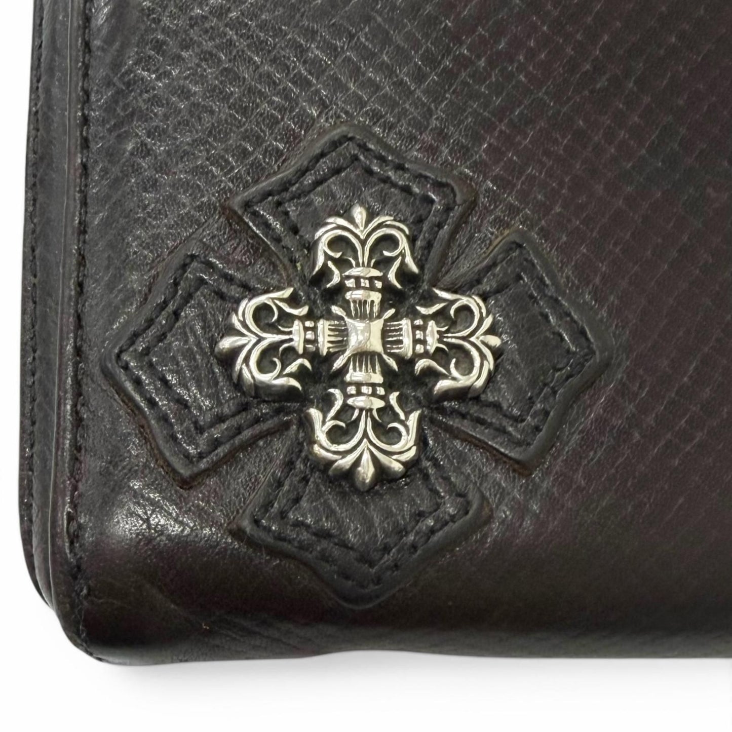 Chrome Hearts Rec Zip Leather Filigree Plus Daga Zip Wallet Dark Brown Silver — view 8