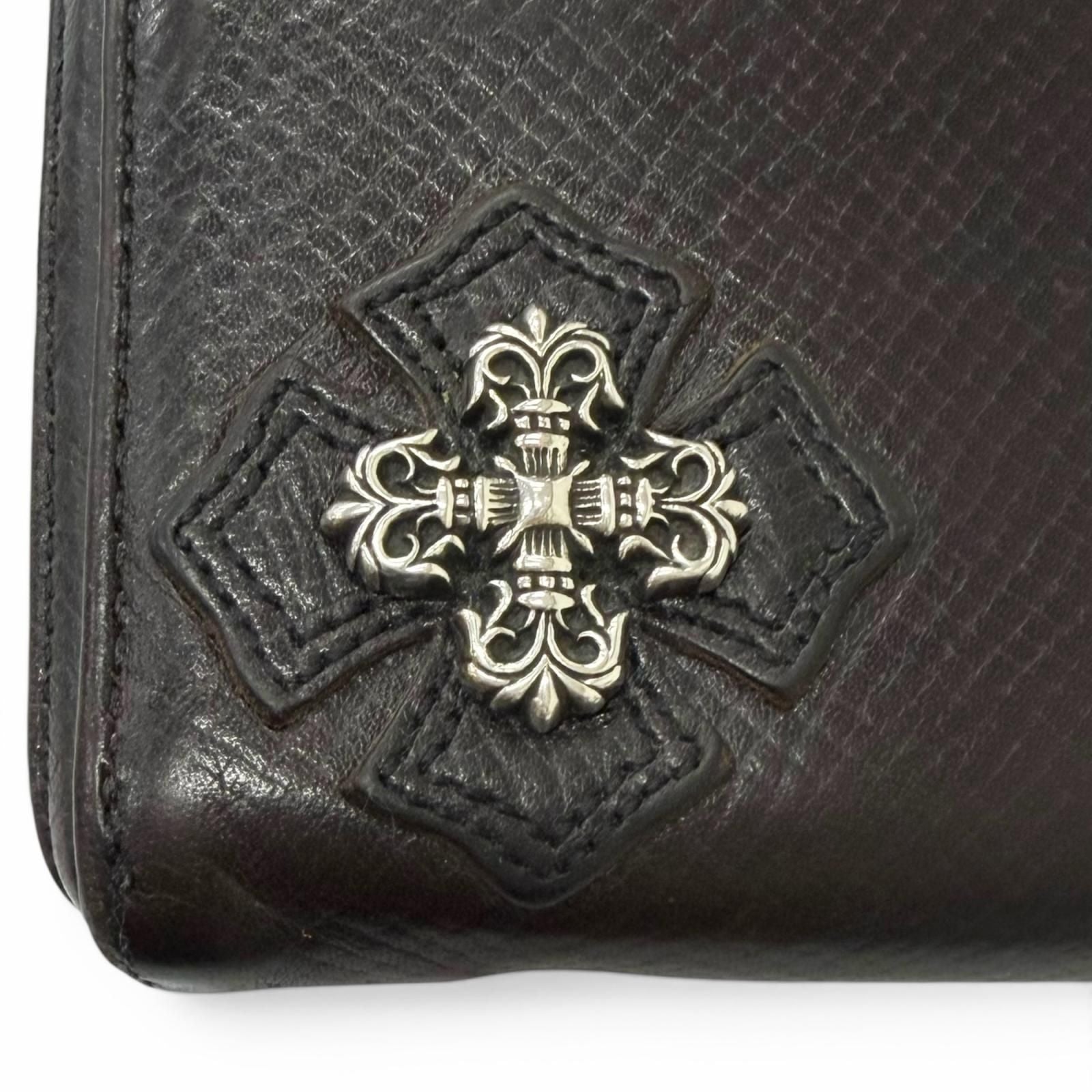 Chrome Hearts Rec Zip Leather Filigree Plus Daga Zip Wallet Dark Brown Silver — view 8