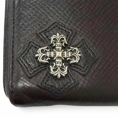 Chrome Hearts Rec Zip Leather Filigree Plus Daga Zip Wallet Dark Brown Silver — view 8