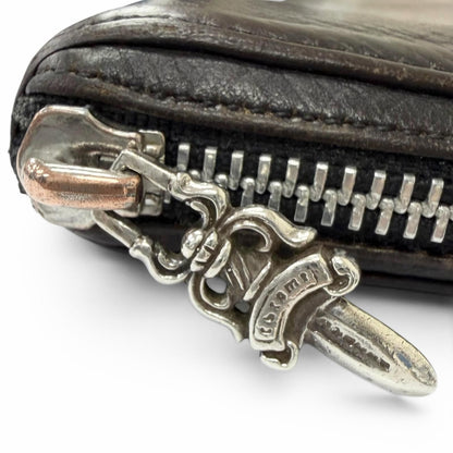 Chrome Hearts Rec Zip Leather Filigree Plus Daga Zip Wallet Dark Brown Silver — view 6