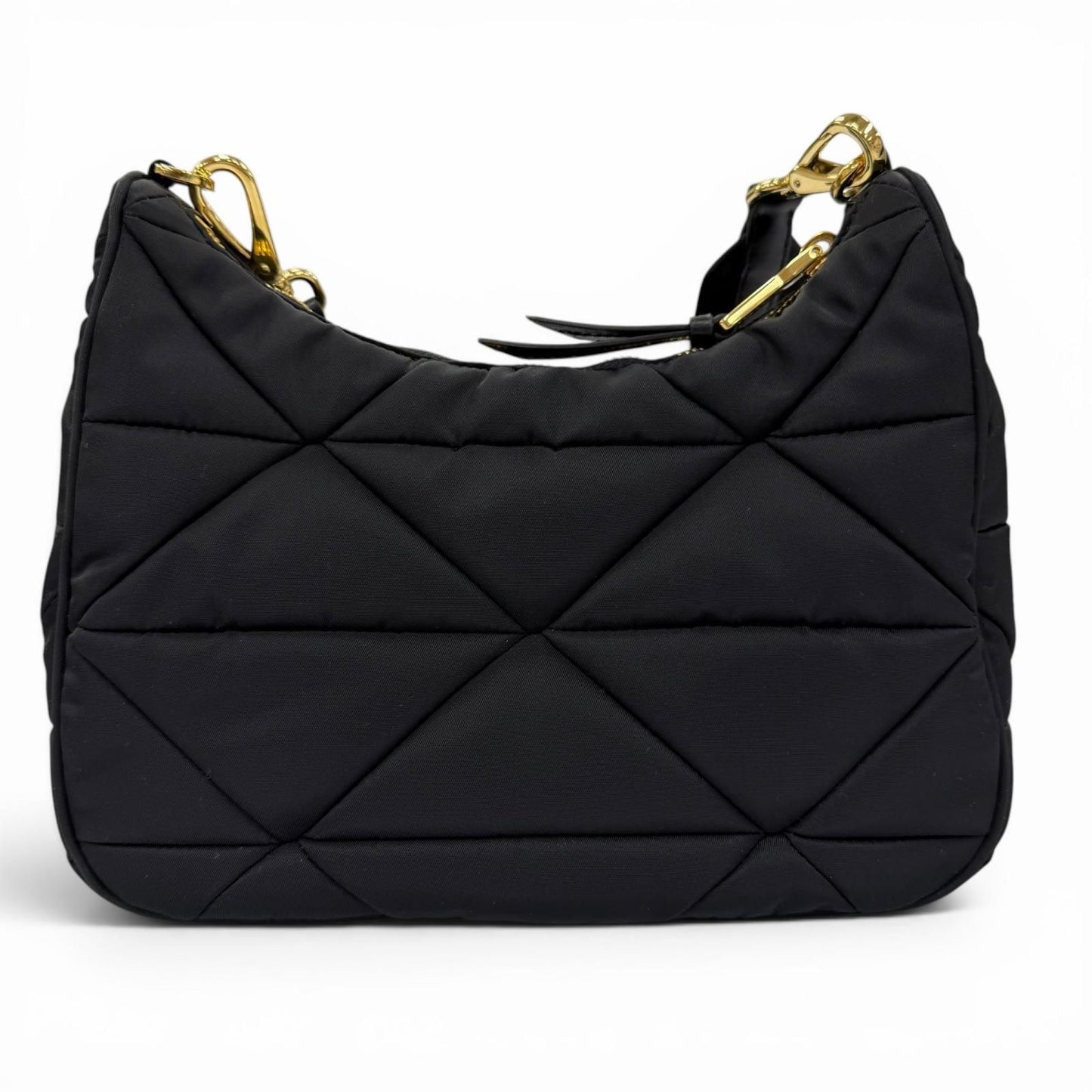 Prada Padded Re-Nylon Shoulder Bag Triangle Logo Black Gold — view 3