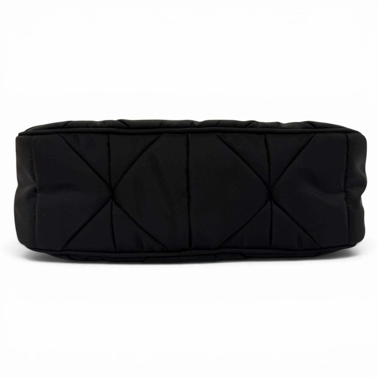 Prada Padded Re-Nylon Shoulder Bag Triangle Logo Black Gold — view 4