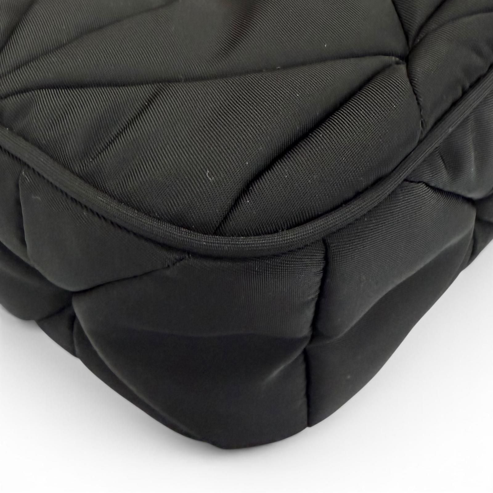 Prada Padded Re-Nylon Shoulder Bag Triangle Logo Black Gold — view 9