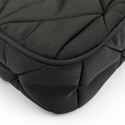 Prada Padded Re-Nylon Shoulder Bag Triangle Logo Black Gold — view 9