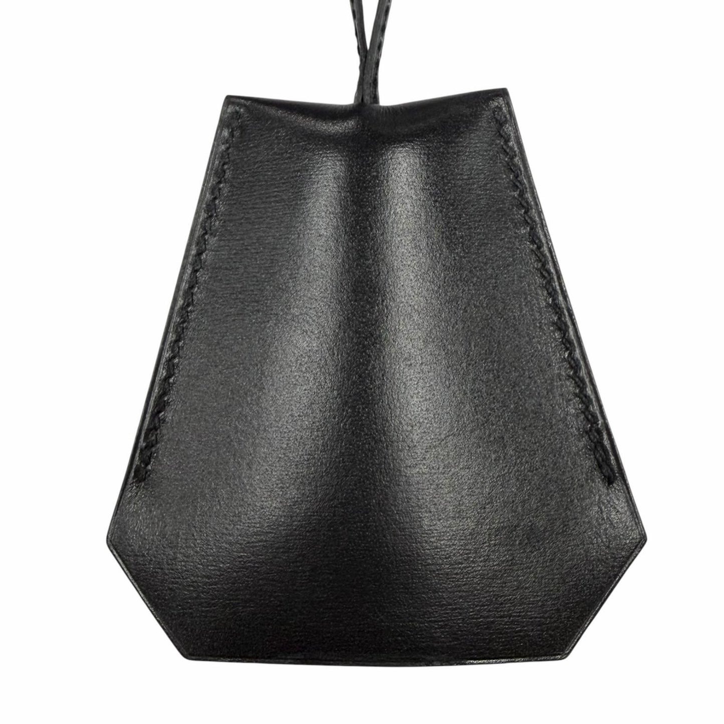 Hermes Vintage Silver Martin Margiela Era Clochette Leather Necklace Black
