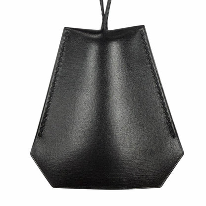 Hermes Vintage Silver Martin Margiela Era Clochette Leather Necklace Black