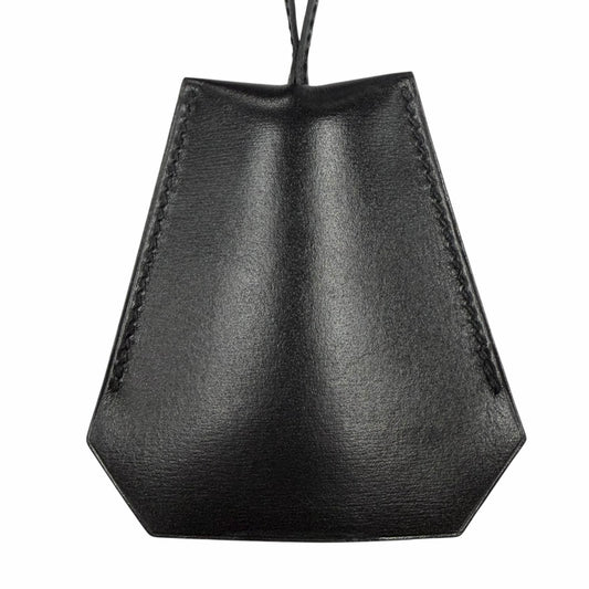 Hermes Vintage Silver Martin Margiela Era Clochette Leather Necklace Black