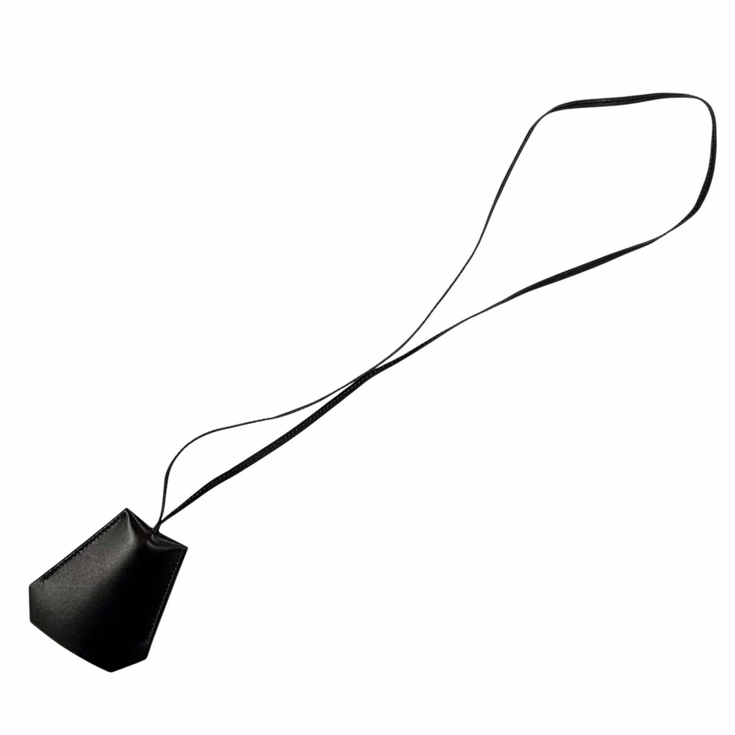 Hermes Vintage Silver Martin Margiela Era Clochette Leather Necklace Black — view 4