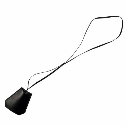Hermes Vintage Silver Martin Margiela Era Clochette Leather Necklace Black — view 4