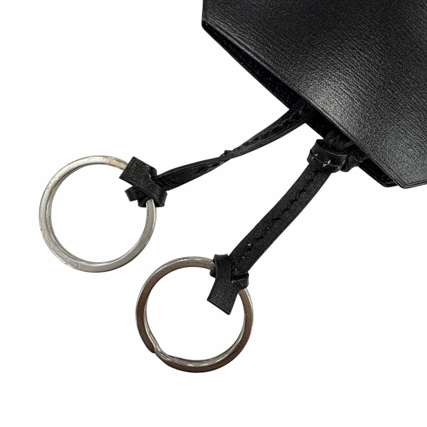 Hermes Vintage Silver Martin Margiela Era Clochette Leather Necklace Black — view 5