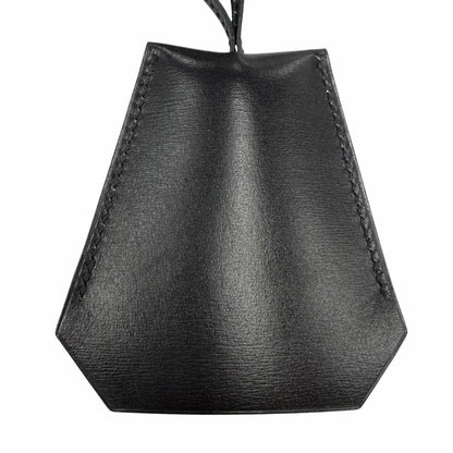 Hermes Vintage Silver Martin Margiela Era Clochette Leather Necklace Black — view 3