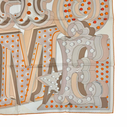Hermes Carre 90 Electrique Electric Silk 100% Scarf Beige Orange — view 6