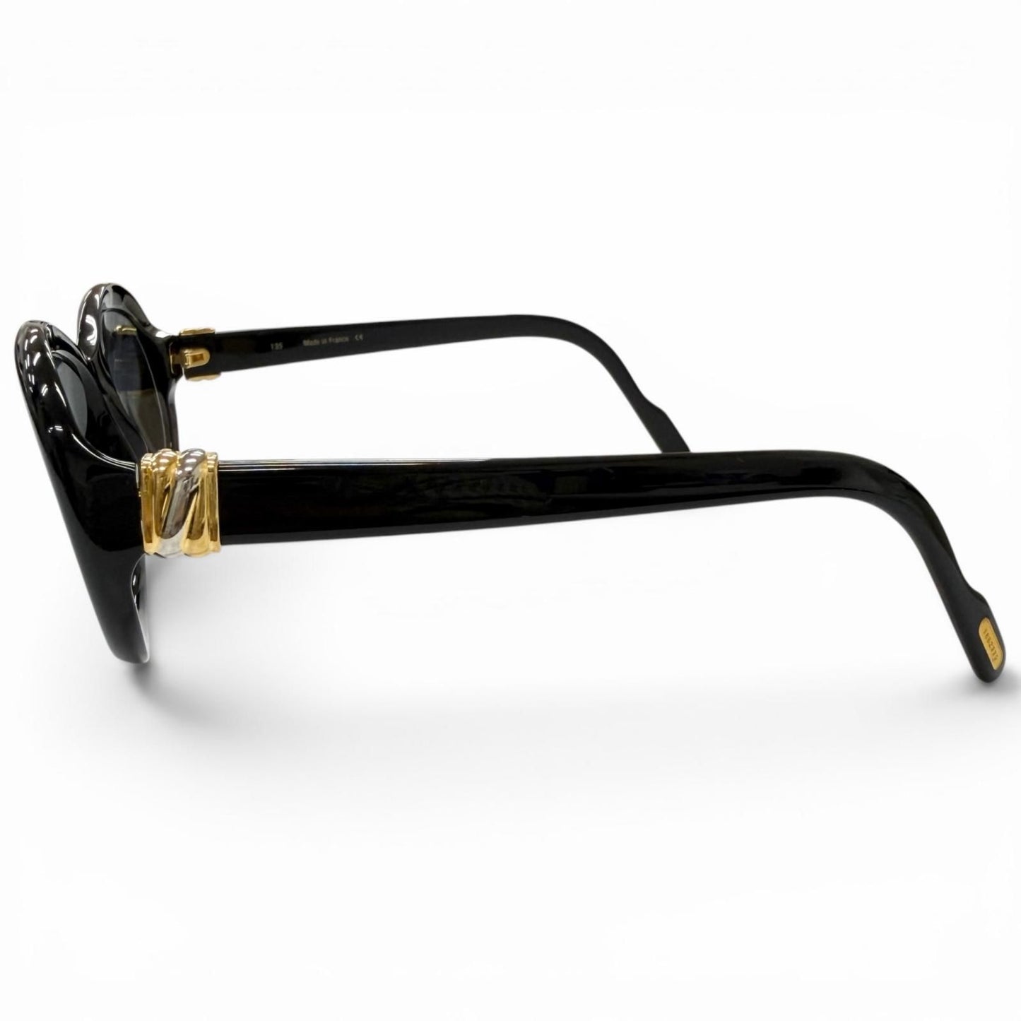 Cartier Vintage 135 Trinity Oval Frame Sunglasses Black Blue Lens Prescription — view 3