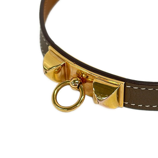 Hermes Choker Medallion Etoupe Gold Necklace