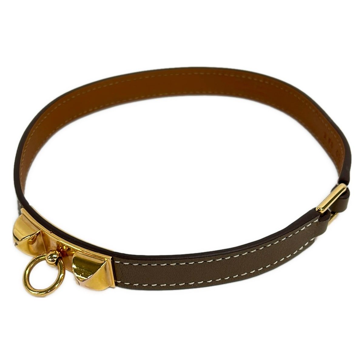Hermes Choker Medallion Etoupe Gold Necklace — view 2