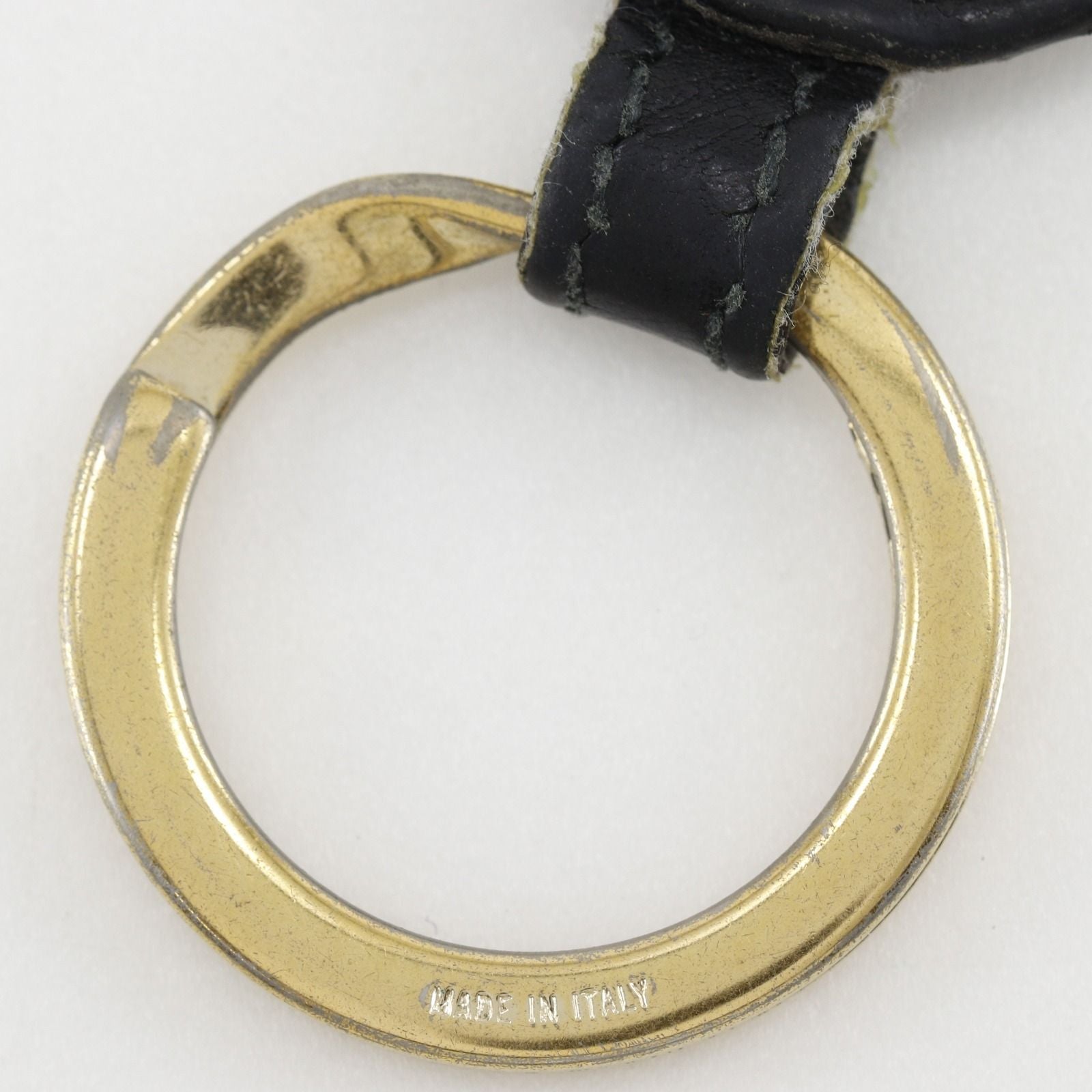 Gucci Interlocking Key Ring Leather Gold Plated Black Key Holder — view 5
