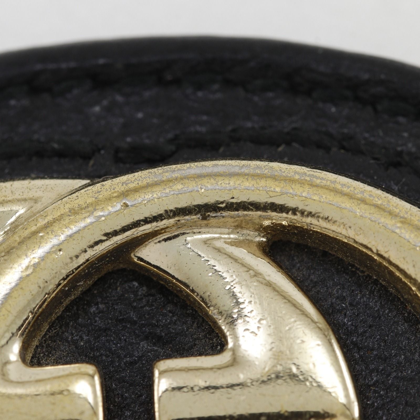 Gucci Interlocking Key Ring Leather Gold Plated Black Key Holder — view 6