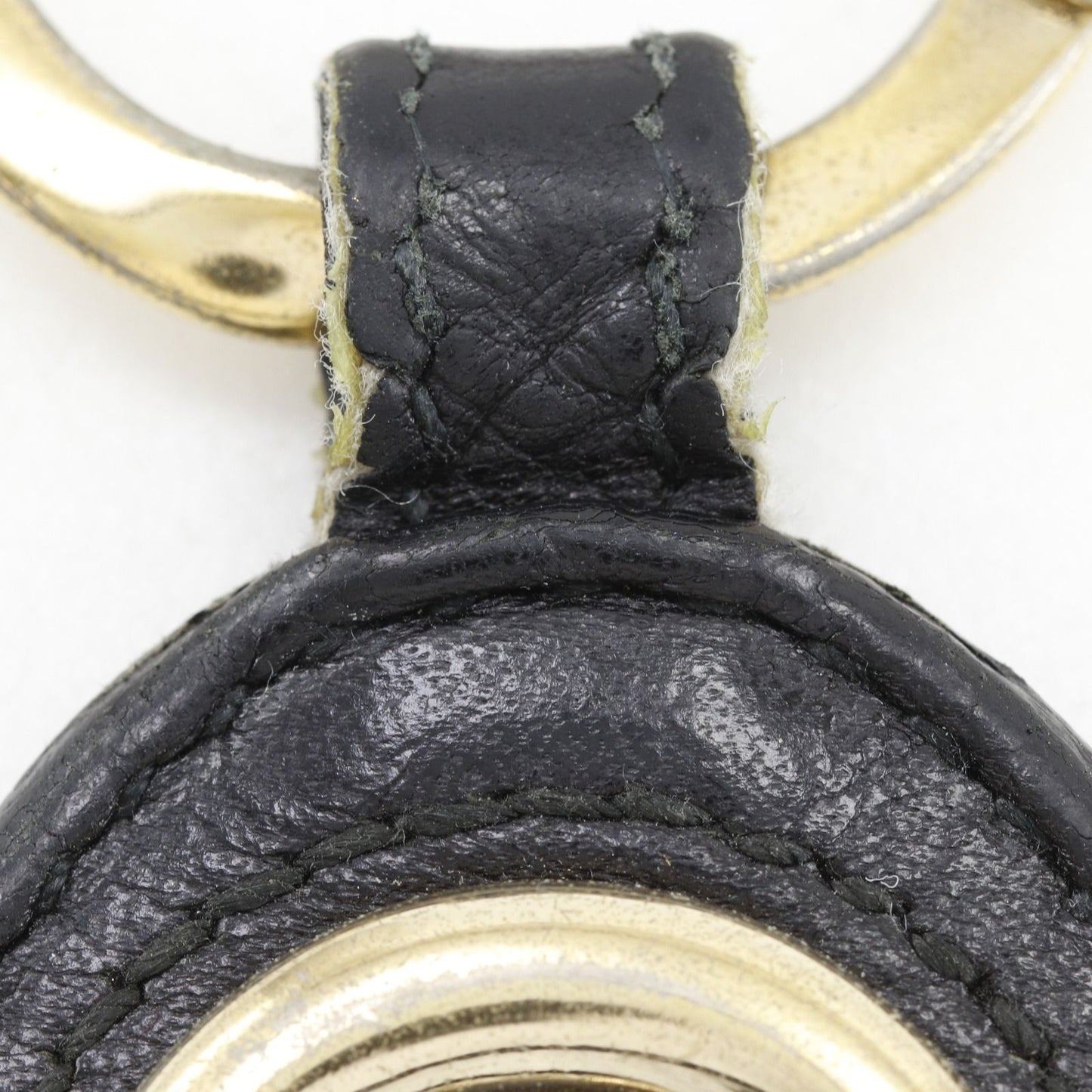 Gucci Interlocking Key Ring Leather Gold Plated Black Key Holder — view 7
