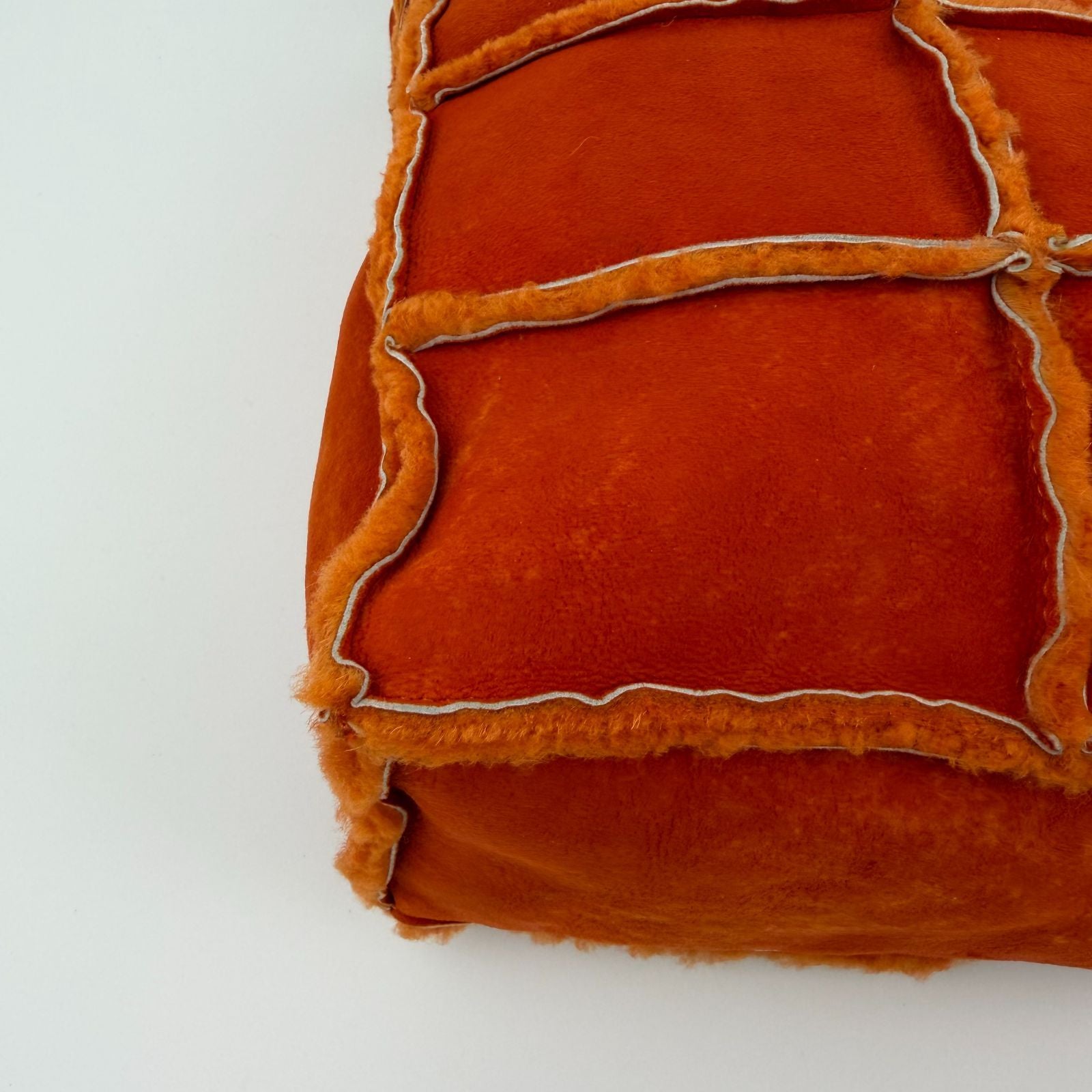 Chanel CC Logo Choco Bar Shoulder Bag Orange Shearling Suede Vintage — view 9