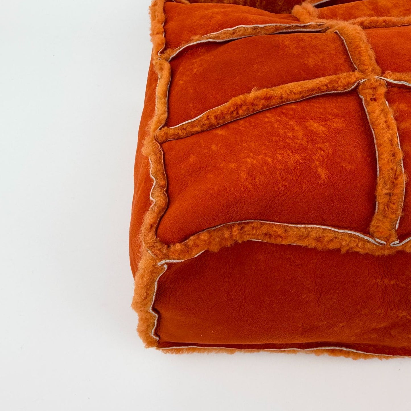 Chanel CC Logo Choco Bar Shoulder Bag Orange Shearling Suede Vintage — view 7