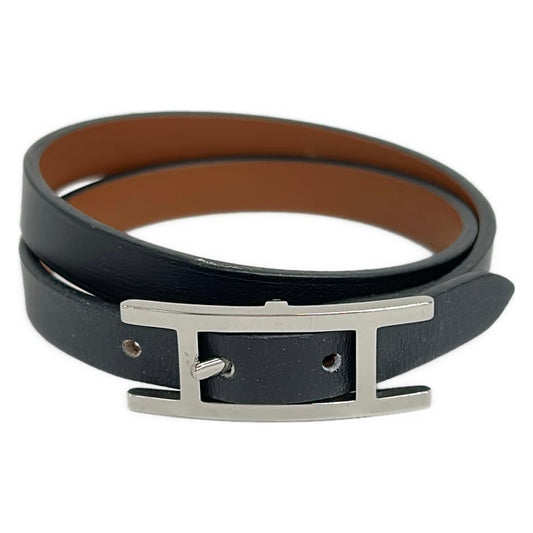 Hermes Bracelet Hapi 3 Black Fauve Silver