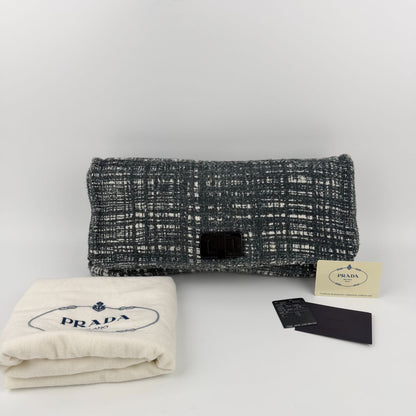 Prada Clutch Tweed Gray Vintage