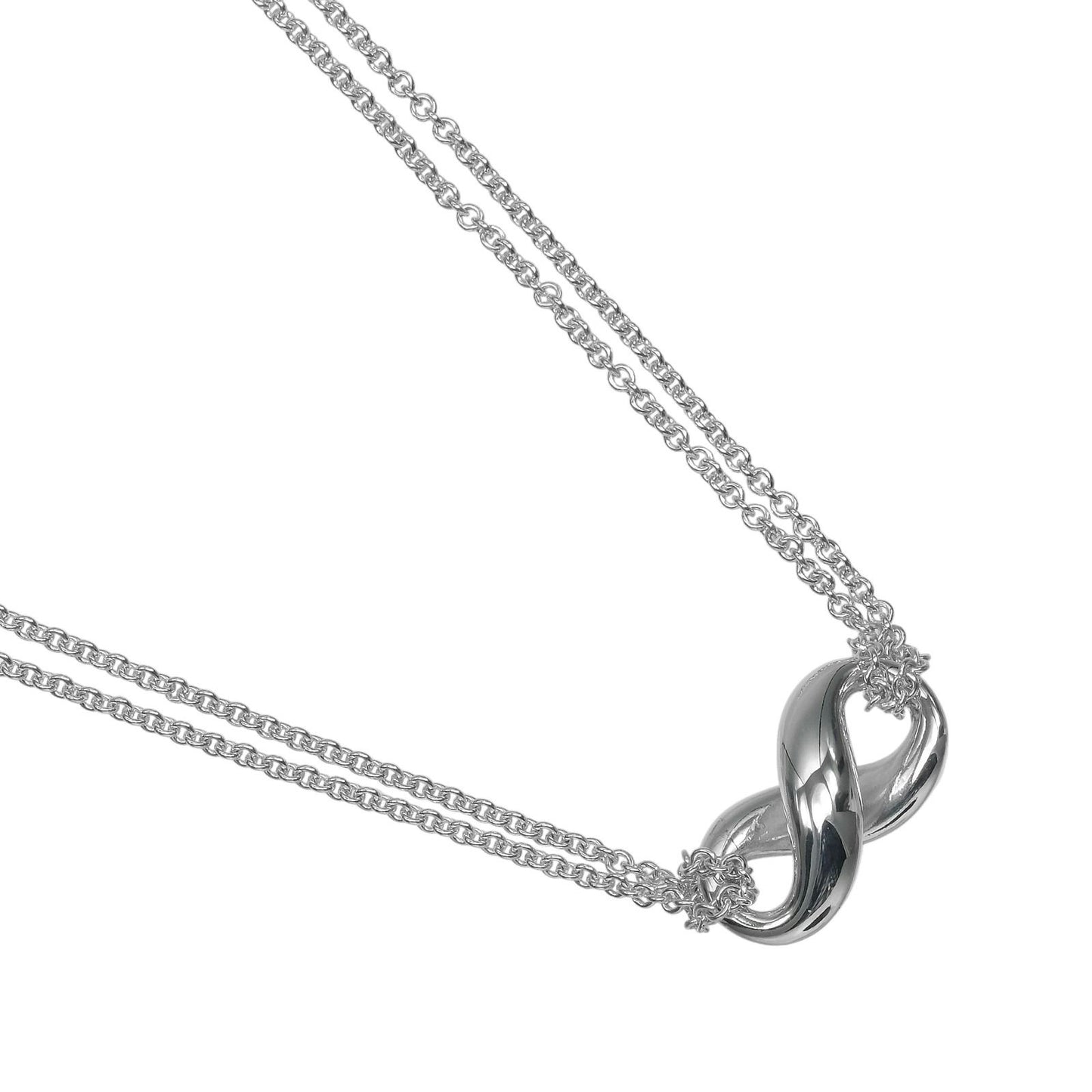 Tiffany & Co Infinity Double Chain 925 Sterling Silver Necklace