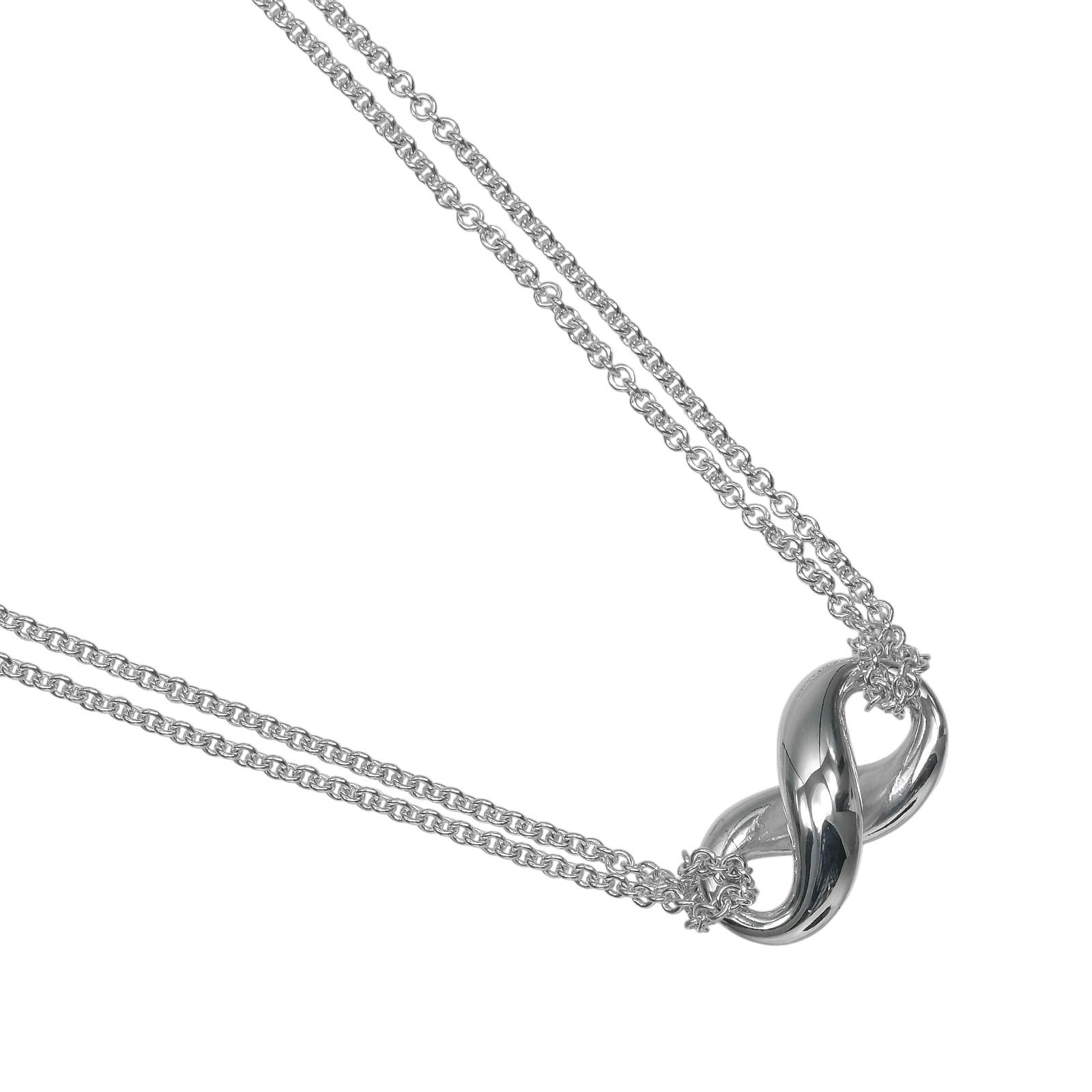Tiffany & Co Infinity Double Chain 925 Sterling Silver Necklace
