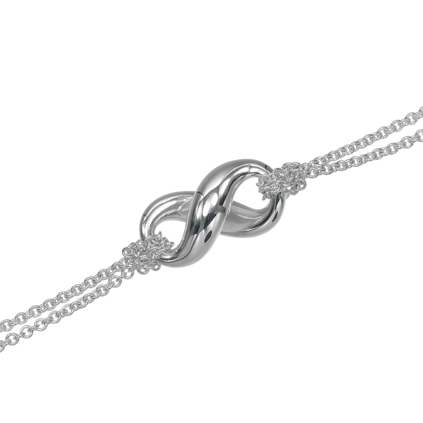 Tiffany & Co Infinity Double Chain 925 Sterling Silver Necklace — view 4