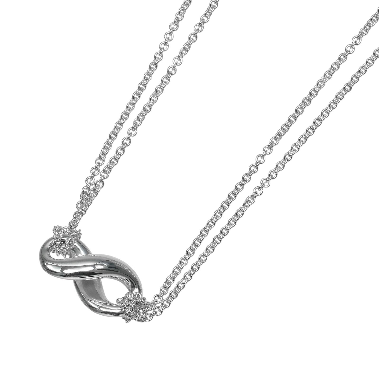 Tiffany & Co Infinity Double Chain 925 Sterling Silver Necklace — view 3