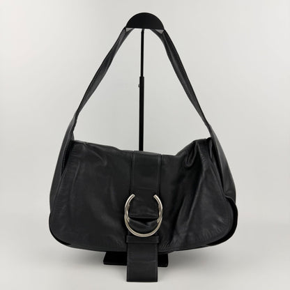Prada Shoulder Bag Hobo Black Leather Vintage