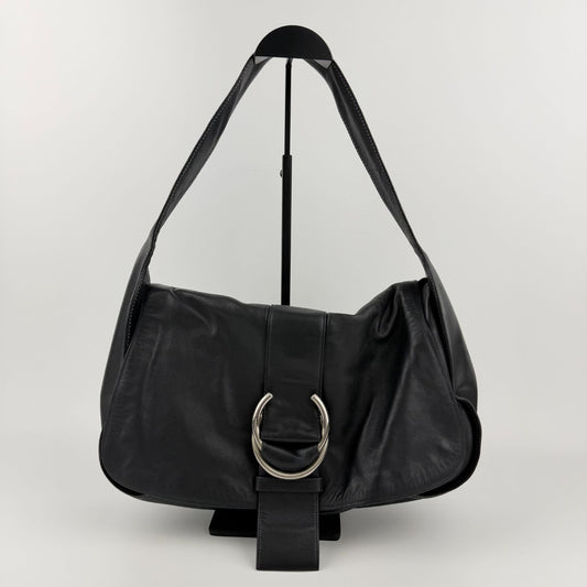 Prada Shoulder Bag Hobo Black Leather Vintage
